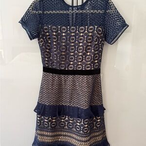 Nordstrom Chelsea28 Lucy Paris Navy Peplum Sheath Dress XS NWT